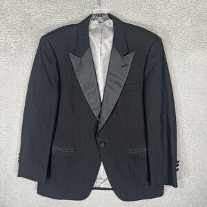 Vintage Christian Dior Tuxedo Jacket Mens 41S Black Striped Single Breasted Peak